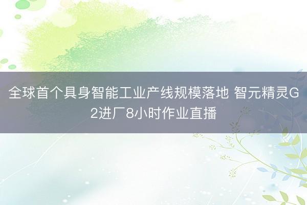 全球首个具身智能工业产线规模落地 智元精灵G2进厂8小时作业直播