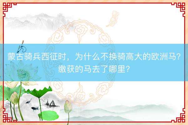 蒙古骑兵西征时，为什么不换骑高大的欧洲马？缴获的马去了哪里？
