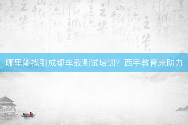 哪里能找到成都车载测试培训？西宇教育来助力
