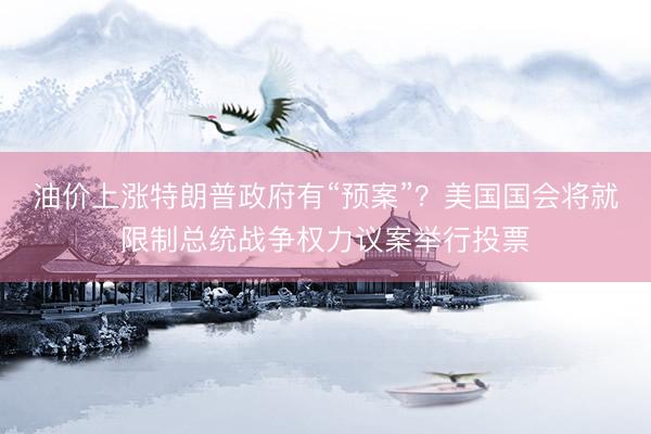 油价上涨特朗普政府有“预案”？美国国会将就限制总统战争权力议案举行投票