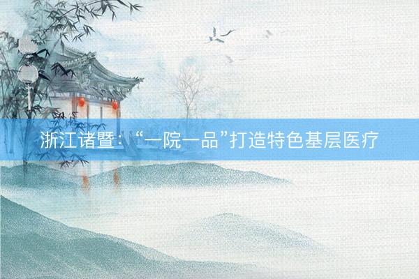 浙江诸暨：“一院一品”打造特色基层医疗