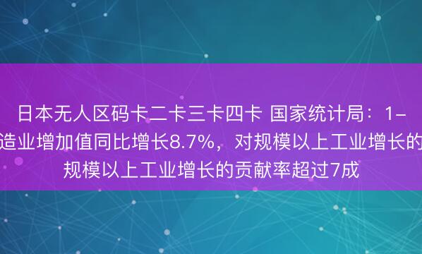 日本无人区码卡二卡三卡四卡 国家统计局：1-4月份，装备制造业增加值同比增长8.7%，对规模以上工业增长的贡献率超过7成