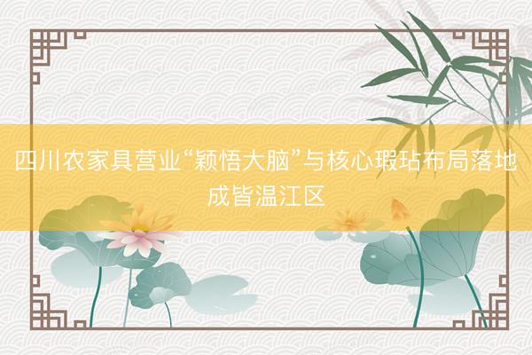 四川农家具营业“颖悟大脑”与核心瑕玷布局落地成皆温江区