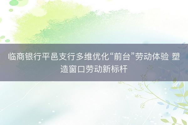 临商银行平邑支行多维优化“前台”劳动体验 塑造窗口劳动新标杆