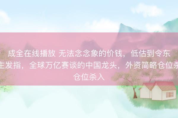 成全在线播放 无法念念象的价钱，低估到令东谈主发指，全球万亿赛谈的中国龙头，外资简略仓位杀入