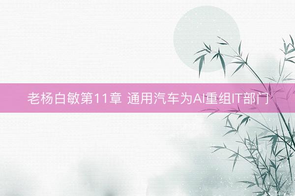 老杨白敏第11章 通用汽车为AI重组IT部门