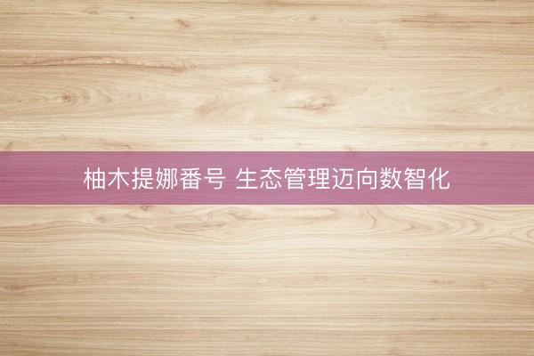 柚木提娜番号 生态管理迈向数智化