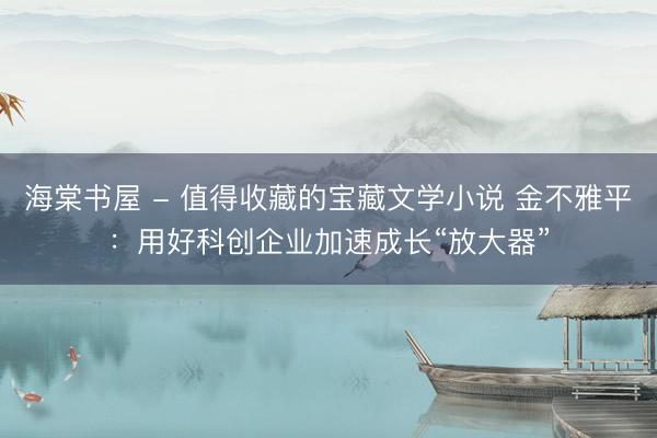 海棠书屋 - 值得收藏的宝藏文学小说 金不雅平：用好科创企业加速成长“放大器”