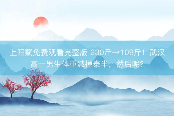上阳赋免费观看完整版 230斤→109斤!武汉高一男生体重减掉泰半,然后呢?