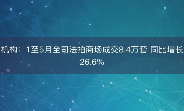 机构：1至5月全司法拍商场成交8.4万套 同比增长26.6%