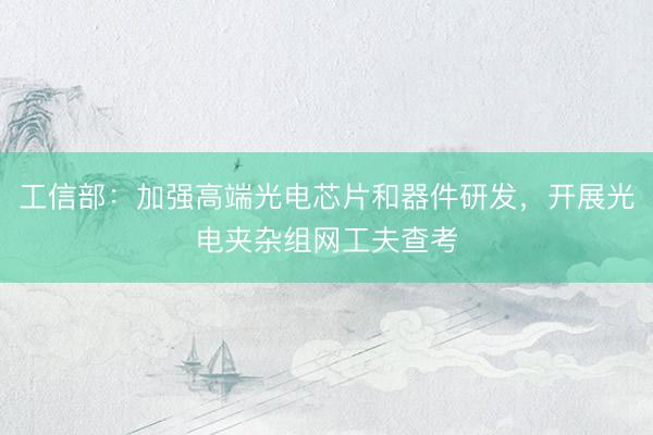 工信部：加强高端光电芯片和器件研发，开展光电夹杂组网工夫查考