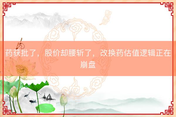 药获批了，股价却腰斩了，改换药估值逻辑正在崩盘