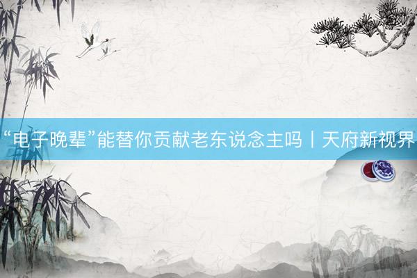 “电子晚辈”能替你贡献老东说念主吗丨天府新视界