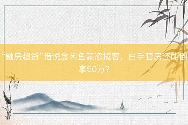 “融房超贷”借说念闲鱼豪恣揽客，白手套房还能倒拿50万？
