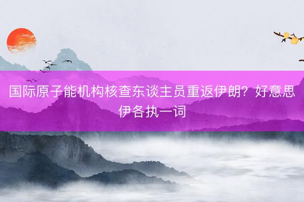 国际原子能机构核查东谈主员重返伊朗？好意思伊各执一词